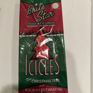 Vintage Style Brite Star 18" Icicles Christmas Tree 1000 Strand Tinsel USA - Red